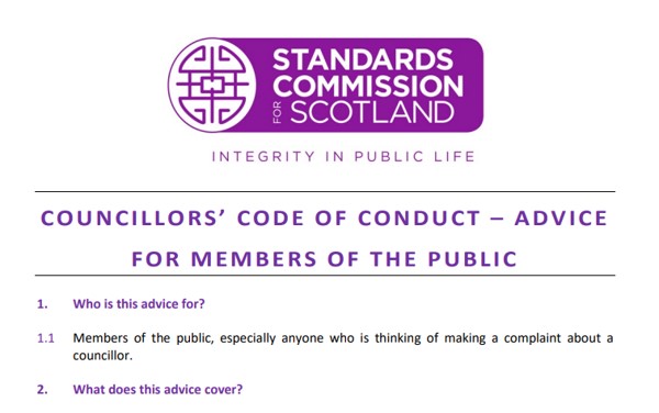 Advice Note for Members of the Public on the Councillors' Code of Conduct
