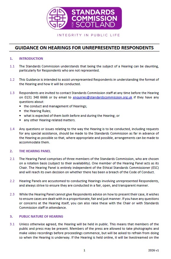 Guidance on Hearings for Unrepresented Respondents